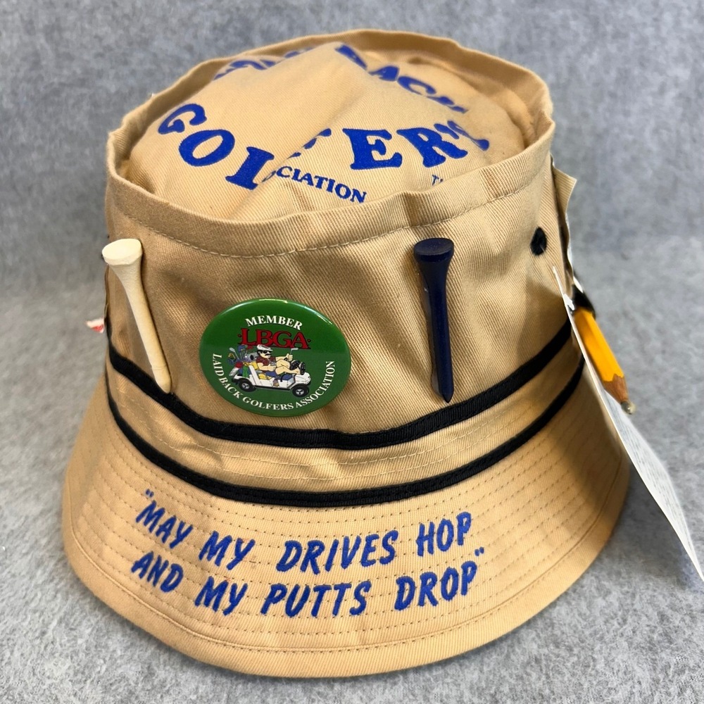 Laid Back Golfers Association LBGA Member Tan Bucket Hat Survival Kit Large 59CM